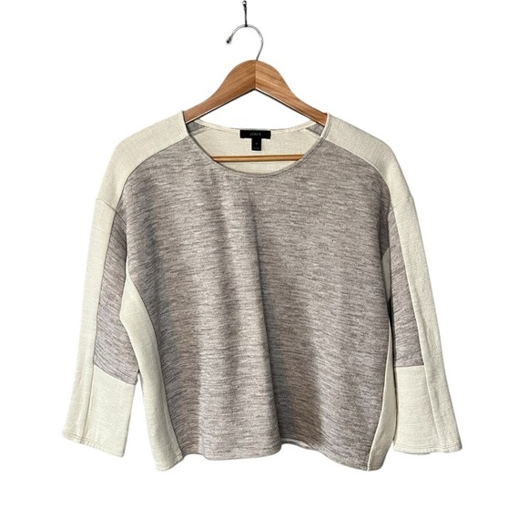 J. Crew Jaspe Colorblock Wool Blend Boxy Sweater Neutral - Picture 3 of 11